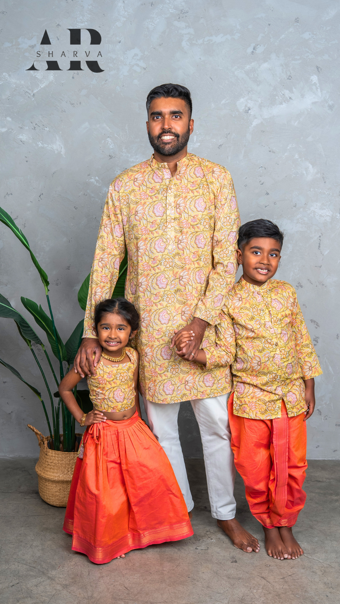 Olive Florals & Tangerine Pavadai Set