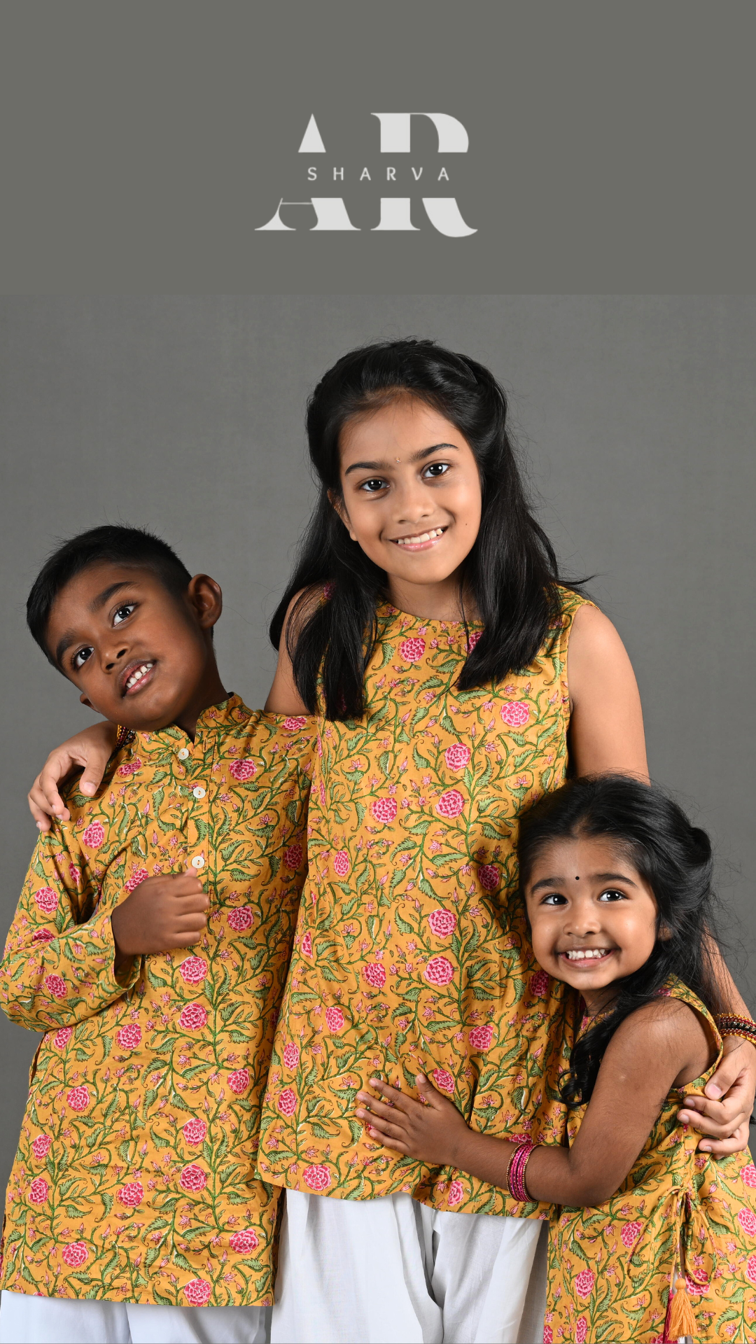 Yellow Floral Kurta Dhoti Set