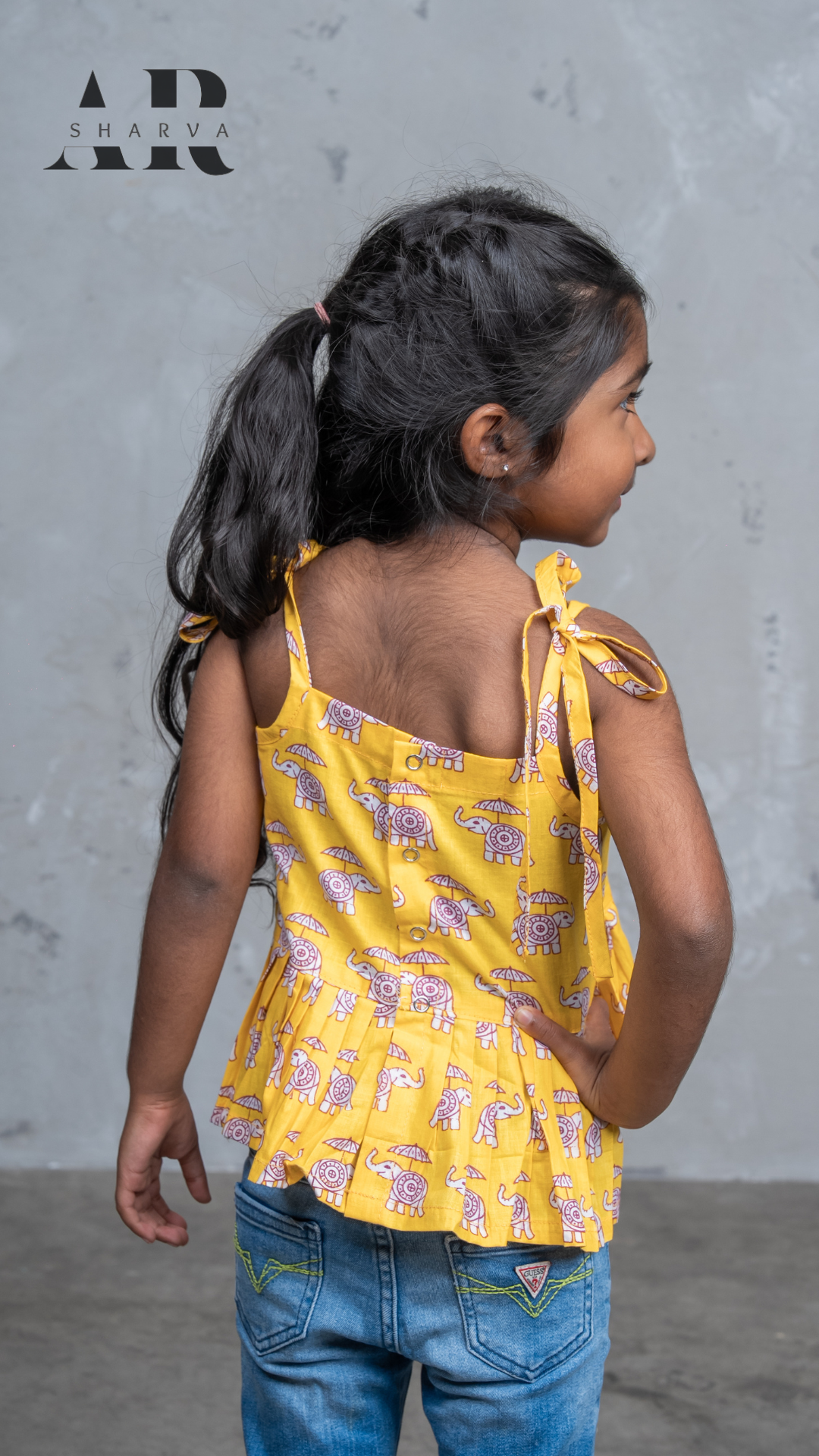 Girls elephant print peplum top