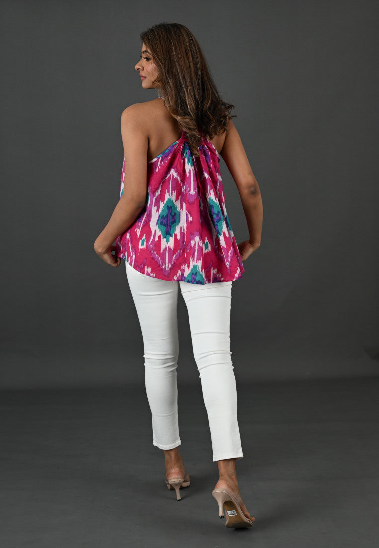 Pink Ikat Strappy Swing Top