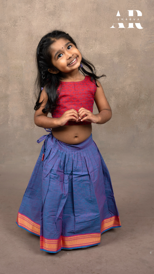 Pink Jacqard Cotton Pavadai Set
