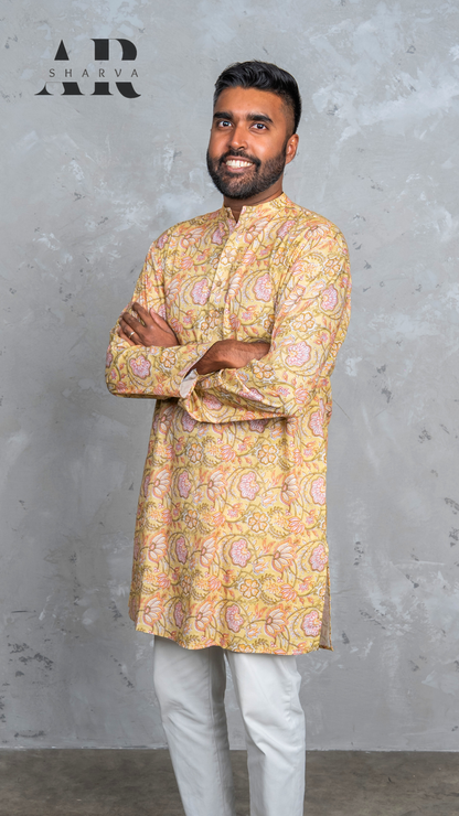 Olive Floral Kurta