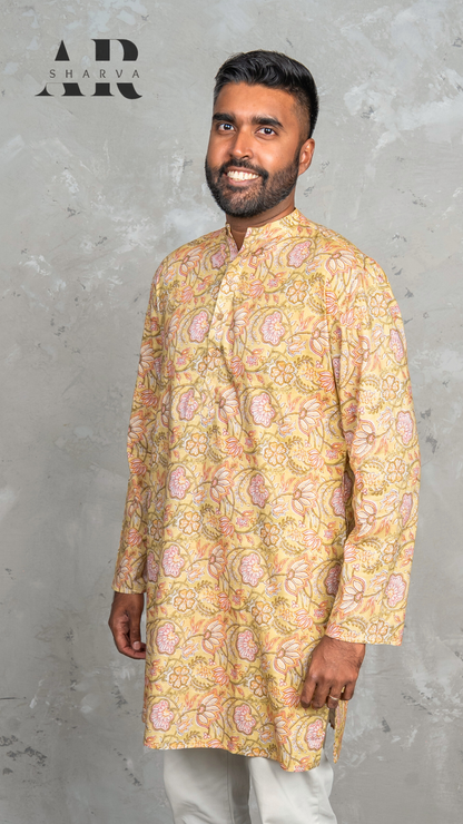 Olive Floral Kurta
