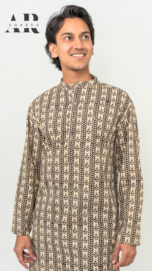 Terra Stripes Block Print Kurta
