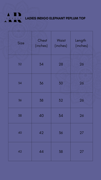 Indigo Elephant Print Peplum Top