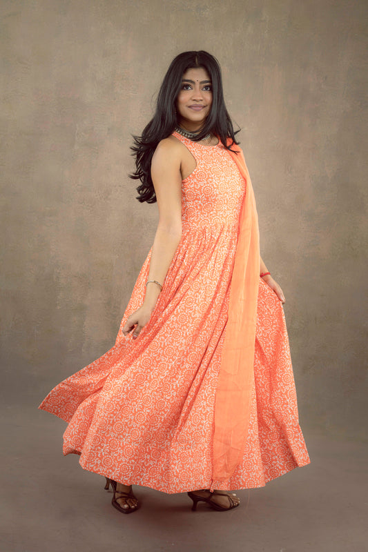 Orange Anarkali Dress