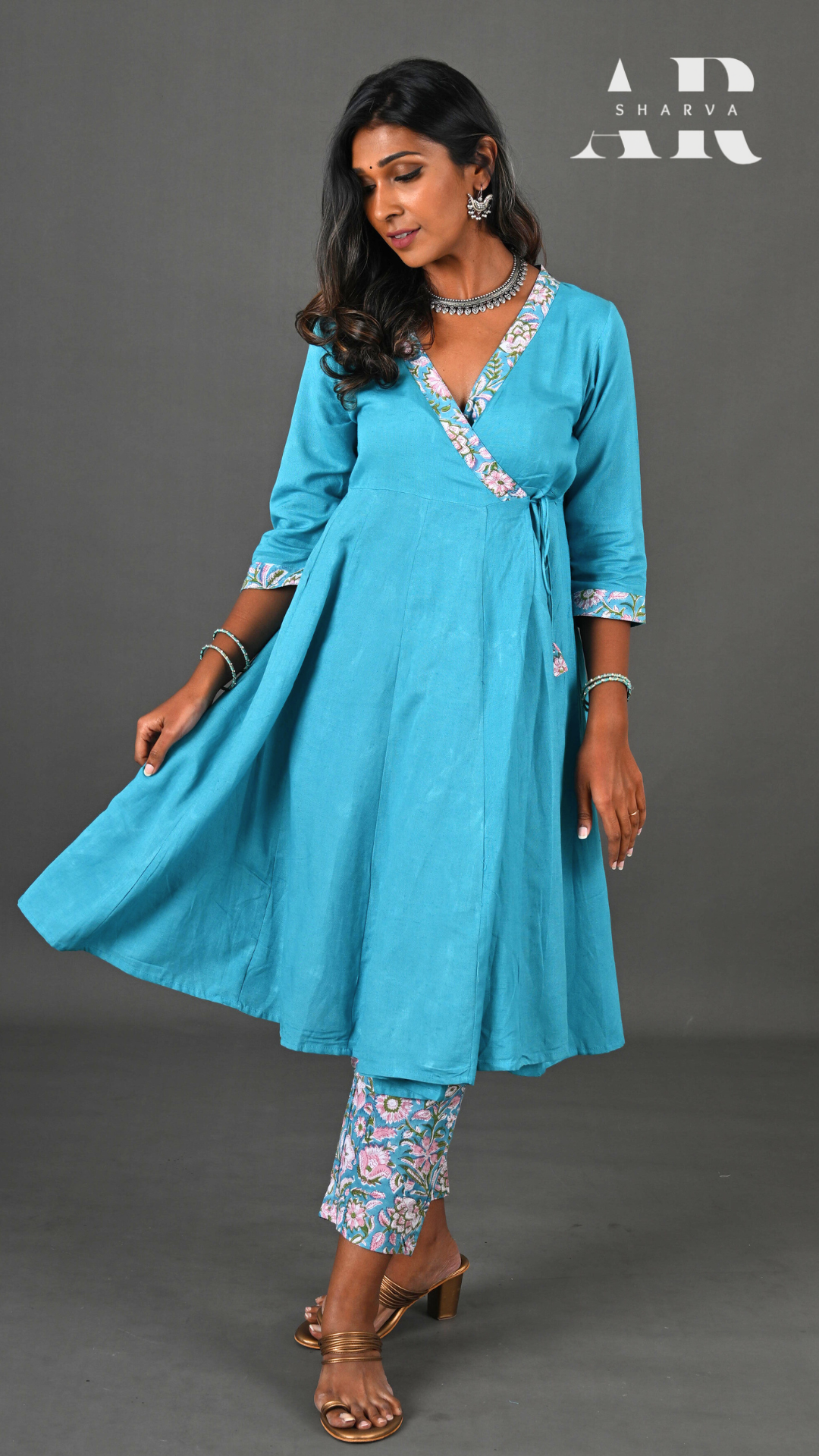 Blue Wrap Style Anarkali