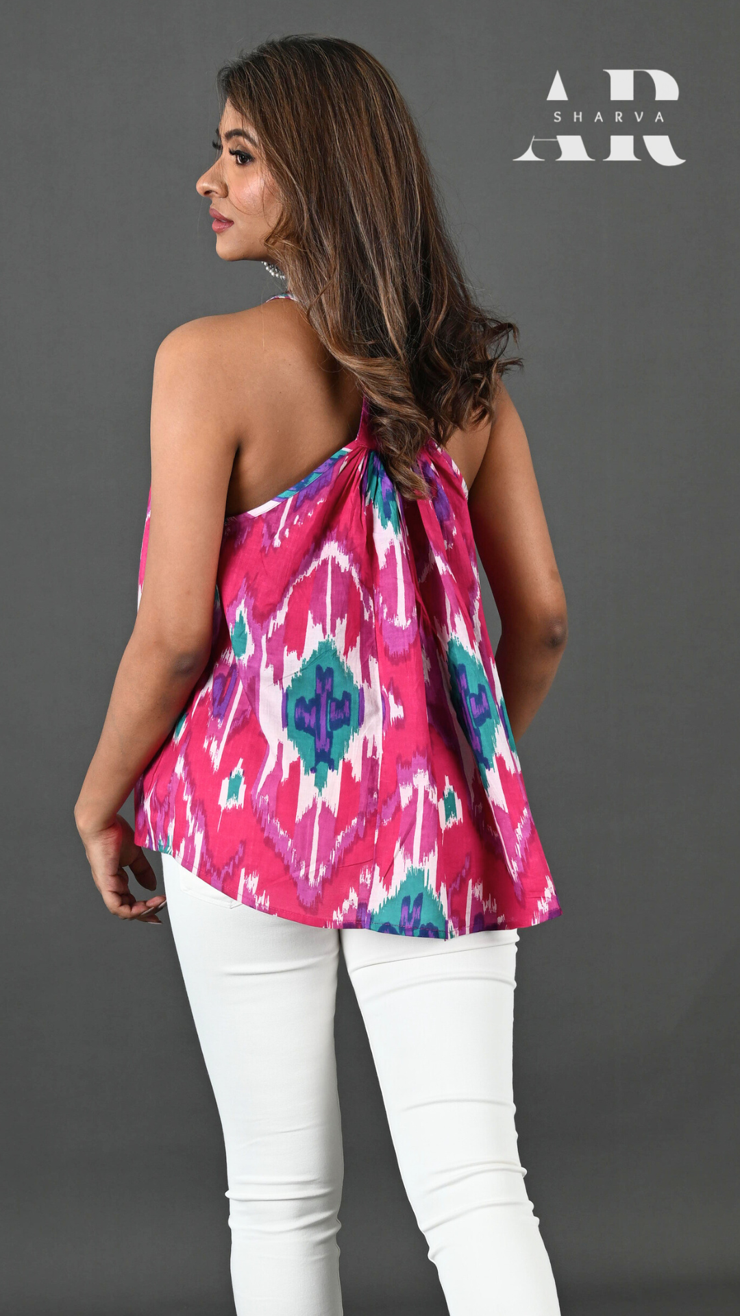 Pink Ikat Strappy Swing Top