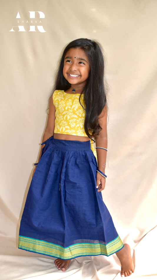 Yello Jacqard Cotton Pavadai Set