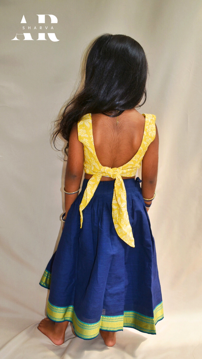 Yello Jacqard Cotton Pavadai Set