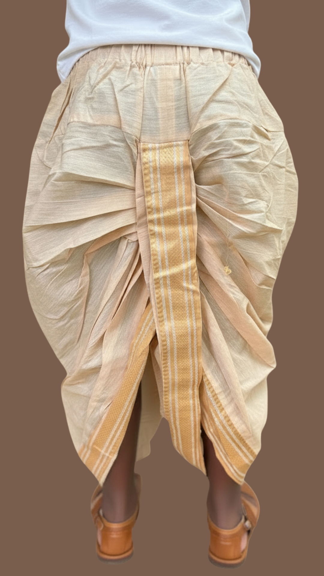 Classic Cream Dhoti with Gold Border