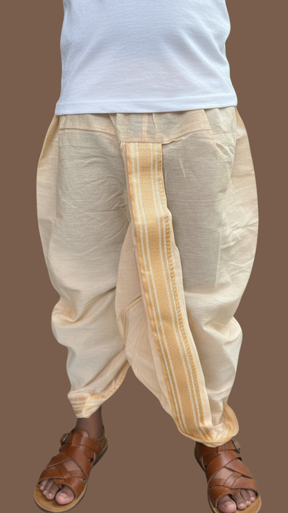 Classic Cream Dhoti with Gold Border