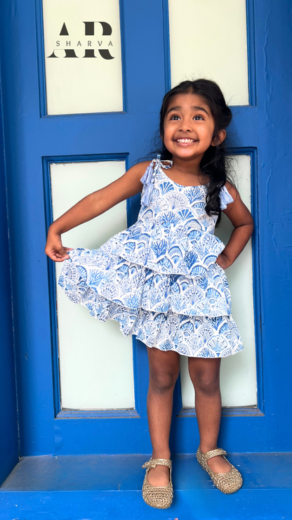 Coastal Print Tiered Dress