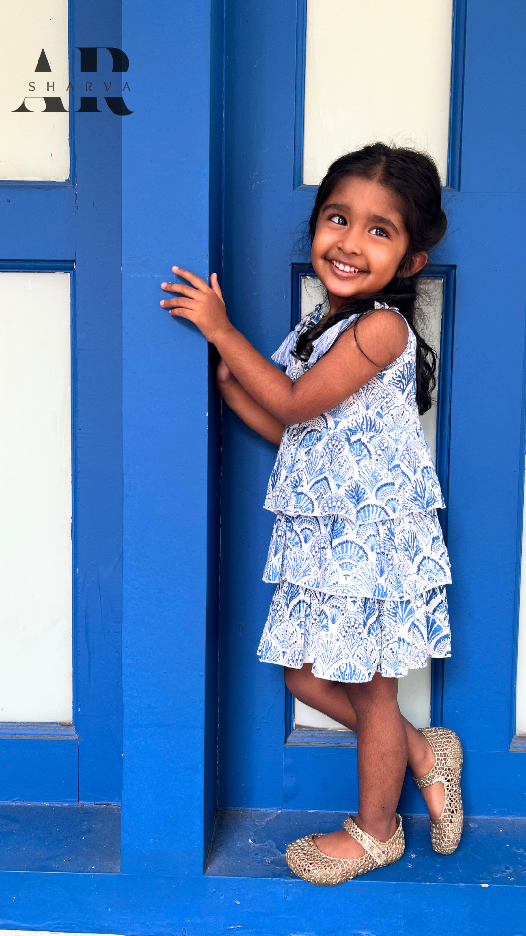 Coastal Print Tiered Dress