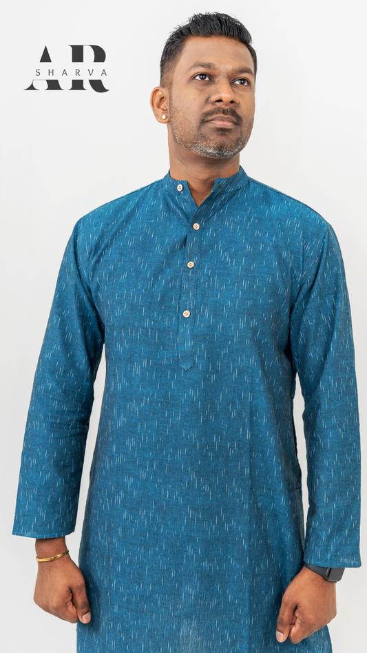 Teal Ikat Kurta