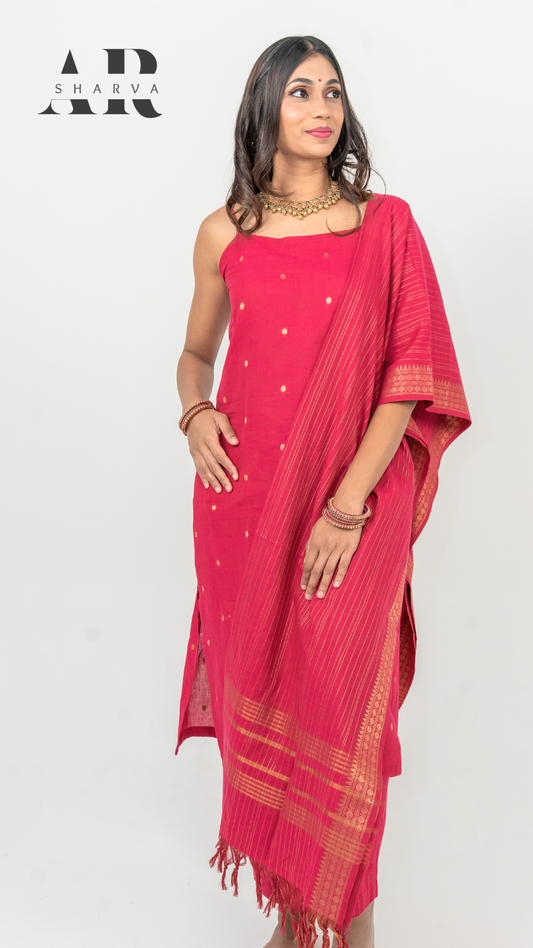 Pink Zari Kurta Set