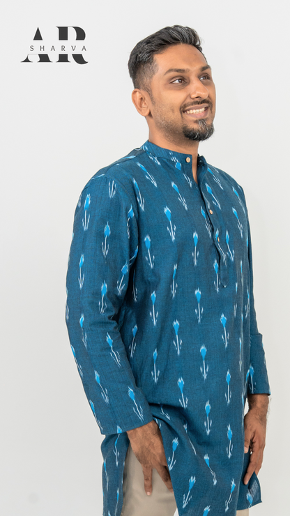 Navy Blue Ikat Kurta