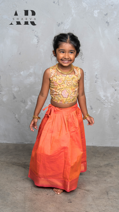 Olive Florals & Tangerine Pavadai Set