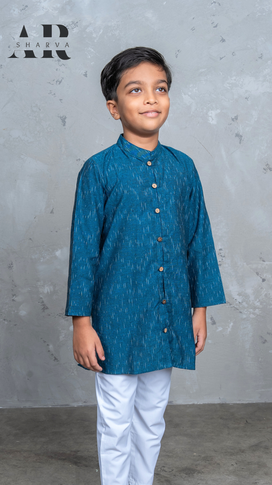 Dark Teal Ikat Kurta