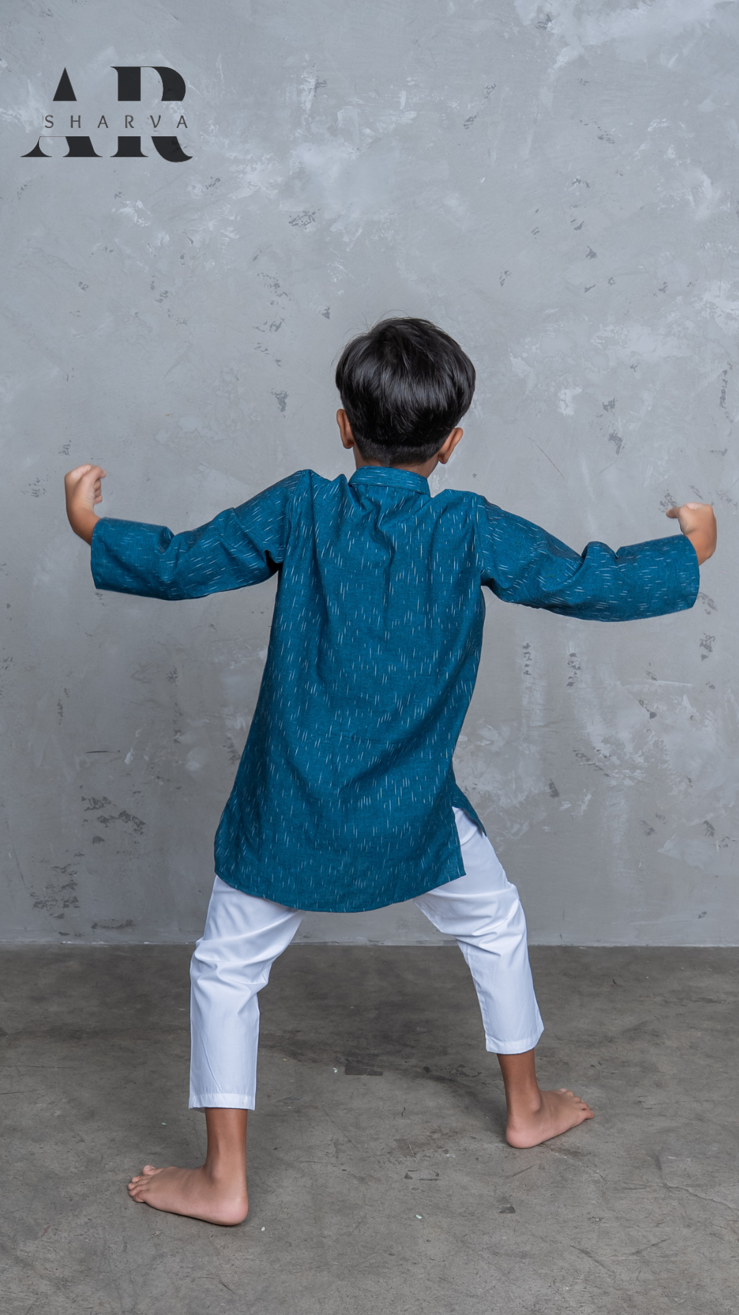 Dark Teal Ikat Kurta
