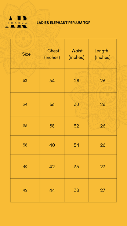 Yellow Elephant print peplum top